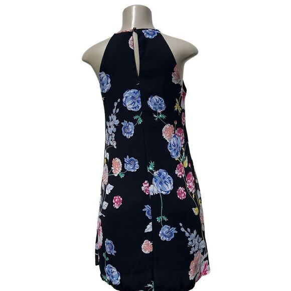 Candies Swing Mini Dress Women's Small Multicolor Floral Keyhole Halter Pleated - Picture 8 of 11